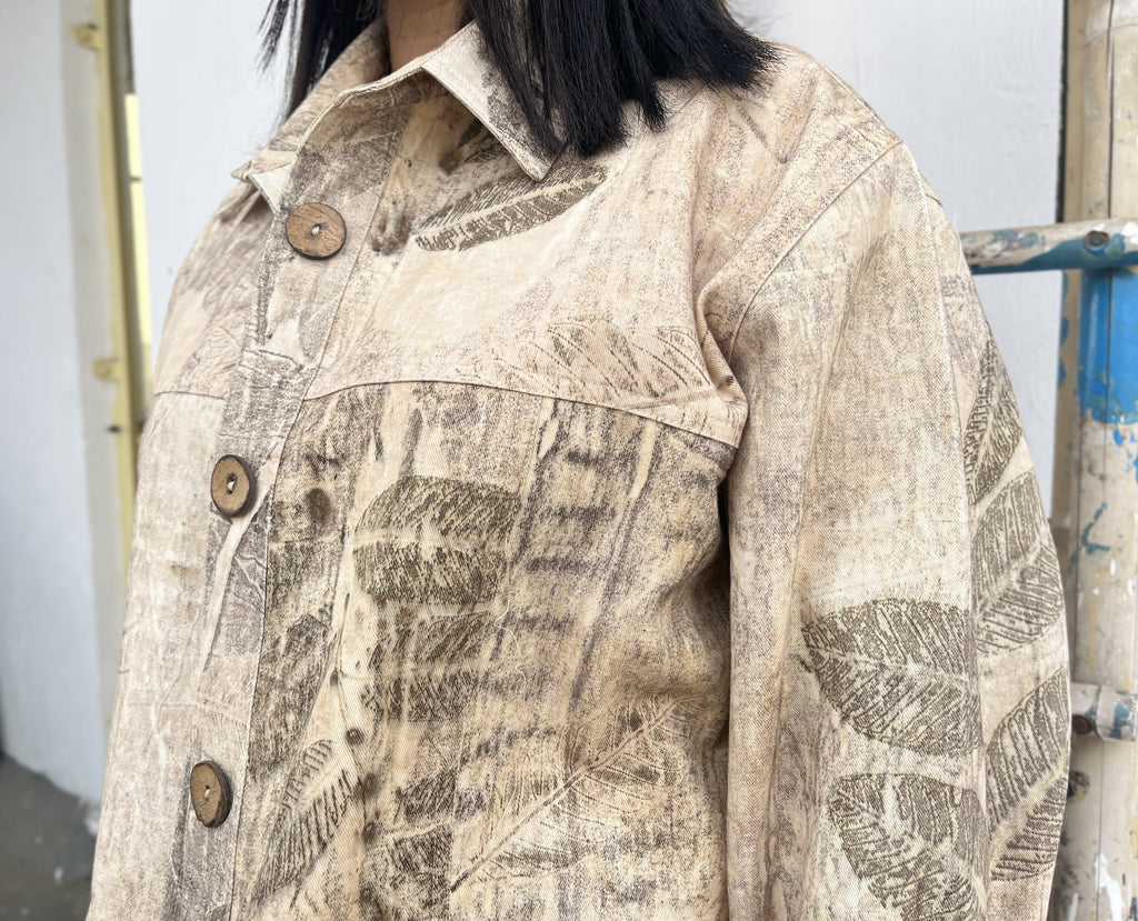 Classic Ecoprinted Oversized Crop Jacket
