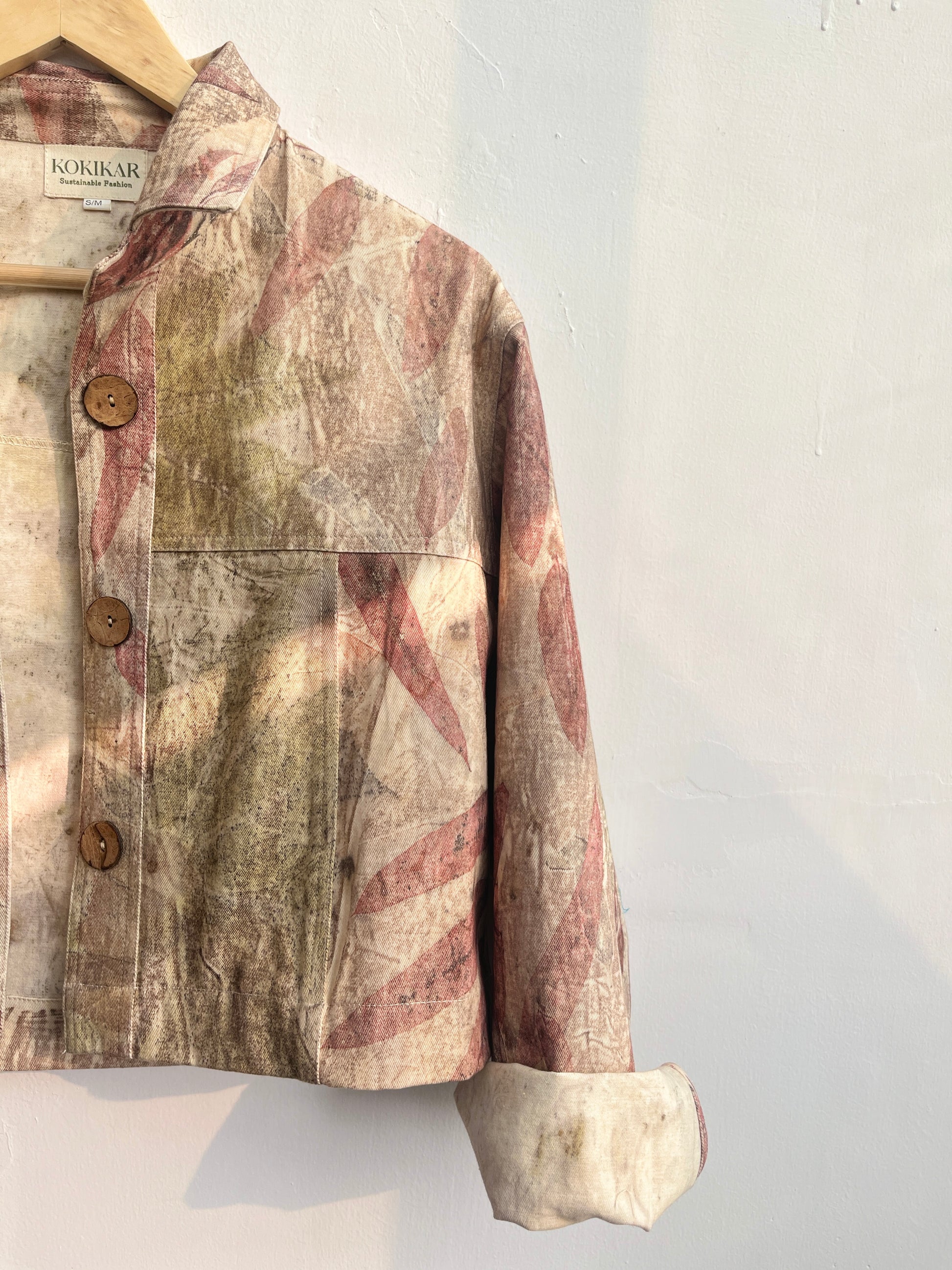 Multishade Ecoprinted Oversized Crop Jacket