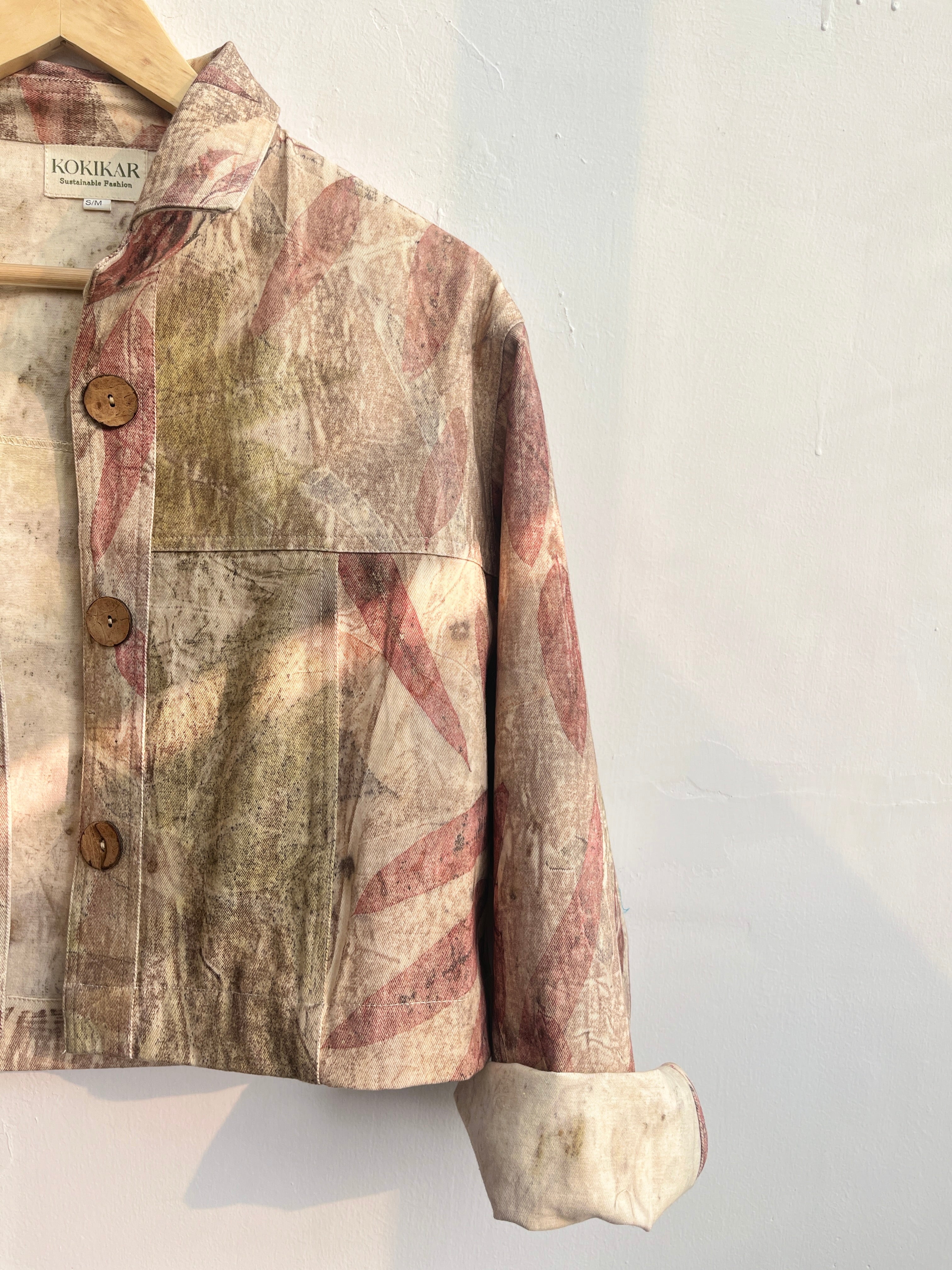 Multishade Ecoprinted Oversized Crop Jacket
