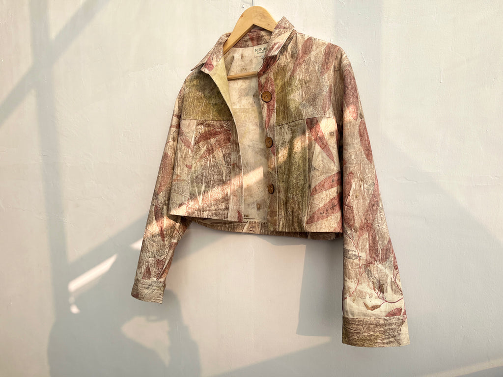 Multishade Ecoprinted Oversized Crop Jacket
