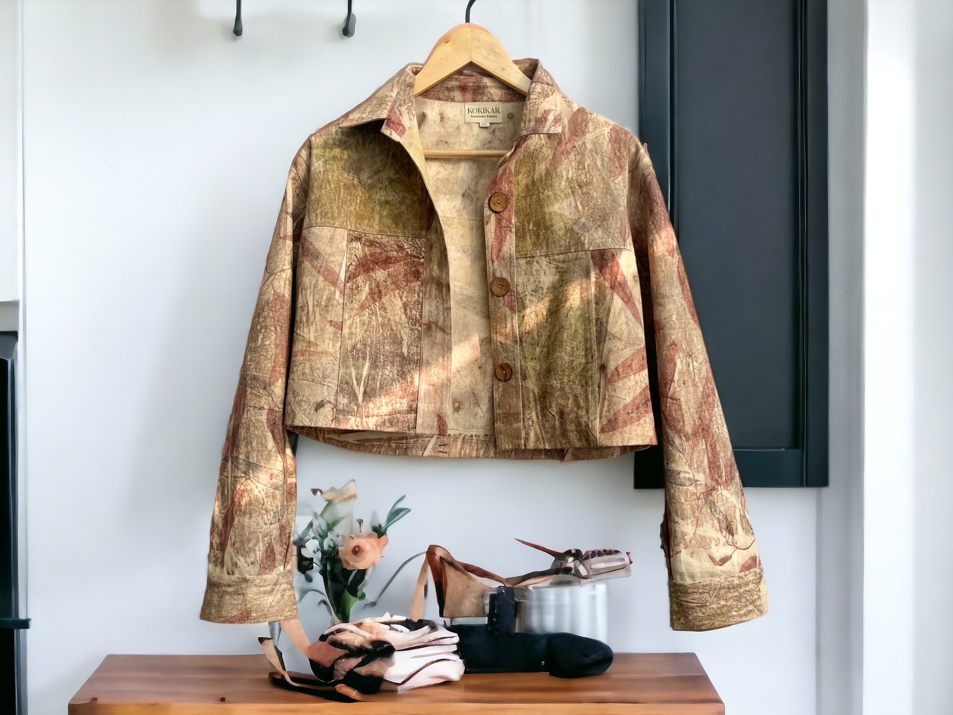 Multishade Ecoprinted Oversized Crop Jacket