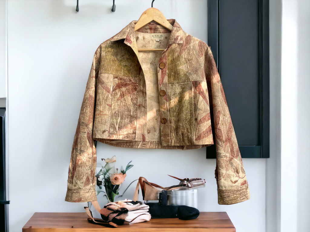 Multishade Ecoprinted Oversized Crop Jacket