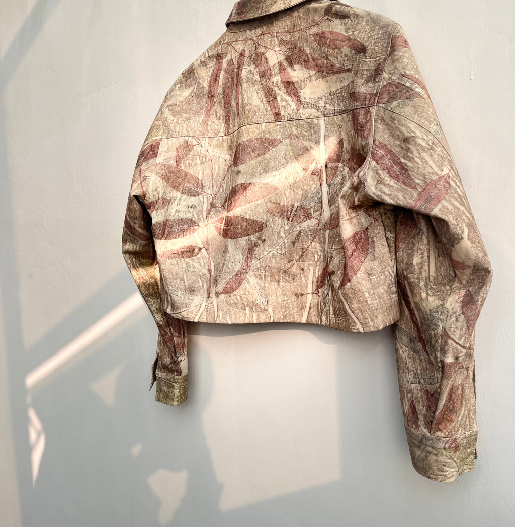 Multishade Ecoprinted Oversized Crop Jacket