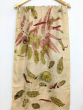 Madder Leaf Eco Printed Pure Silk Scarf with leaf pattern on a white background