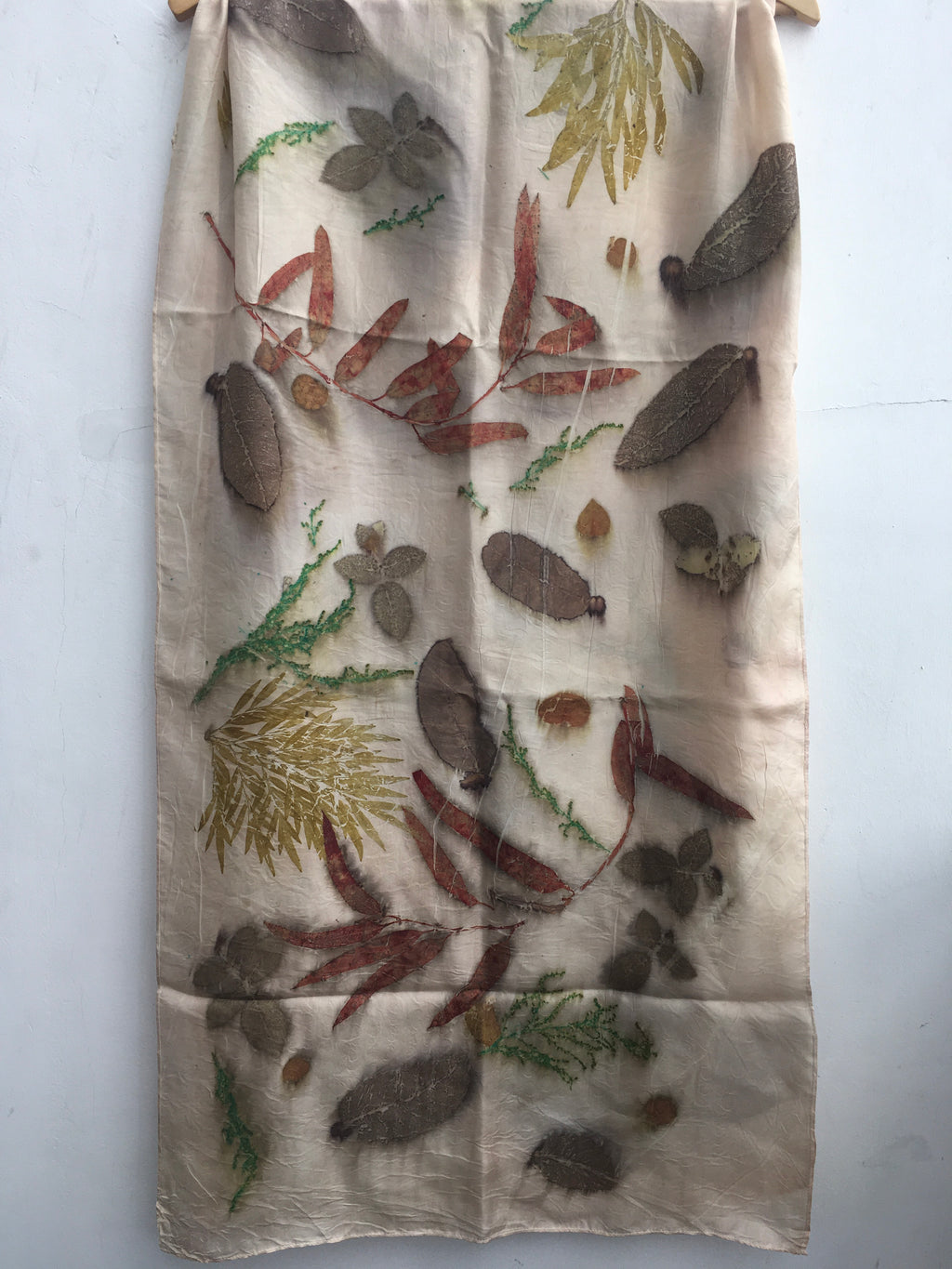 Olive ferns ecoprinted scarf