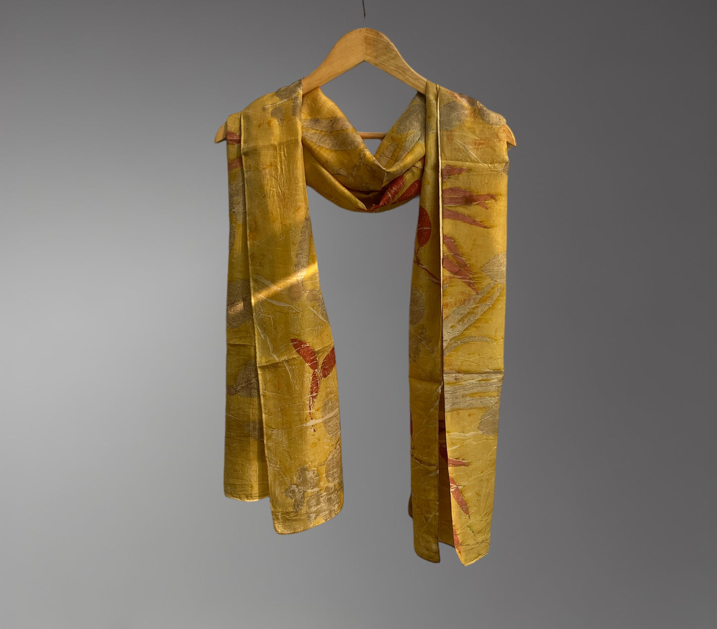 Pure Silk Scarf in Marigold with Eucalyptus