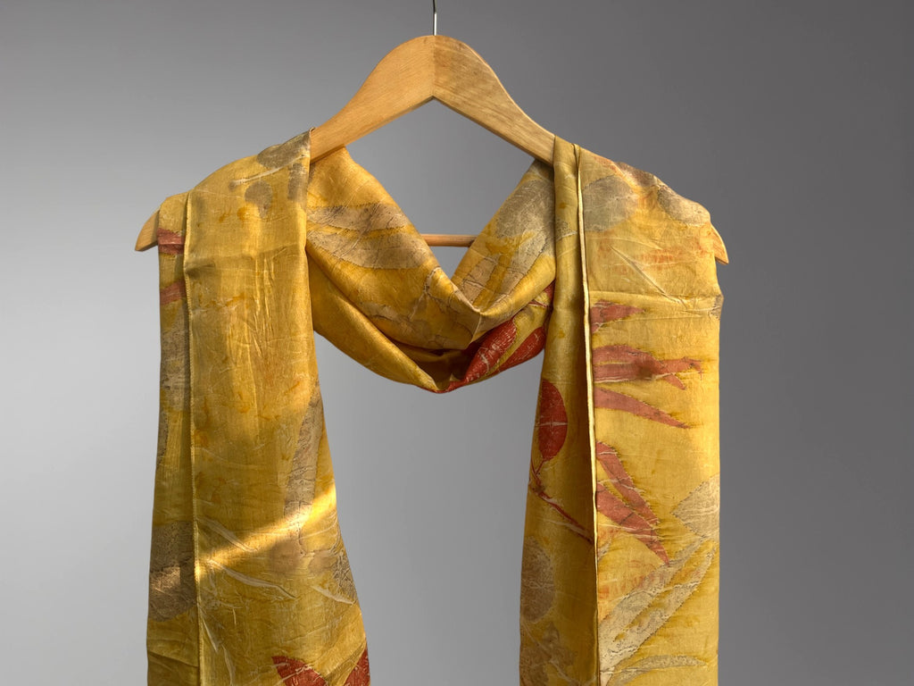 Marigold Pure Silk Scarf with Eucalyptus