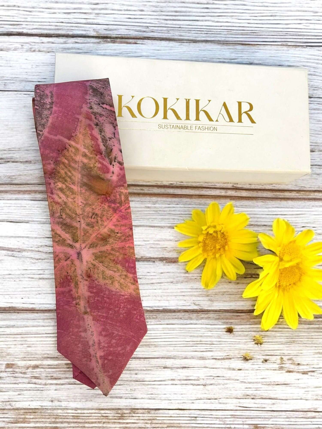 Veena Vibe Ecoprinted Pure Silk Tie and Pocket Square