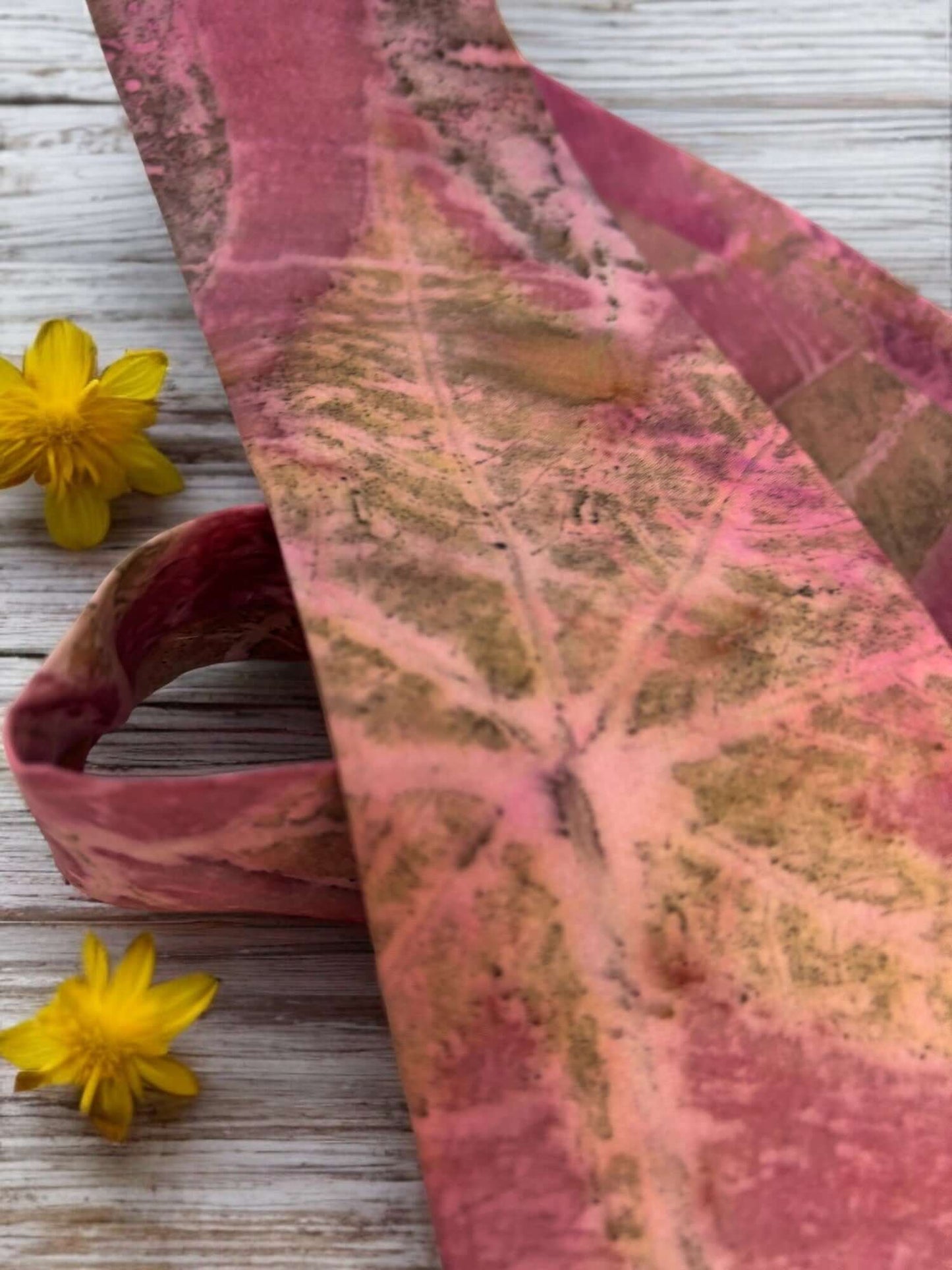 Ecoprinted Pure Silk Pink Castor Tie and Pocket Square