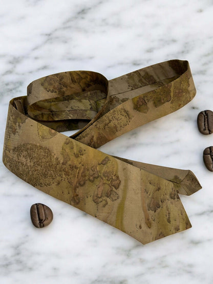 Ecoprinted Pure Silk Coffee Bean Tie and Pocket Square