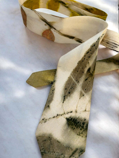 Ecoprinted Pure Silk Eucalyptus Tie