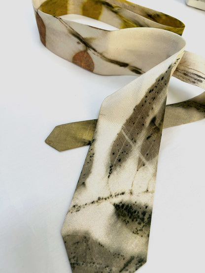 Ecoprinted Pure Silk Eucalyptus Tie