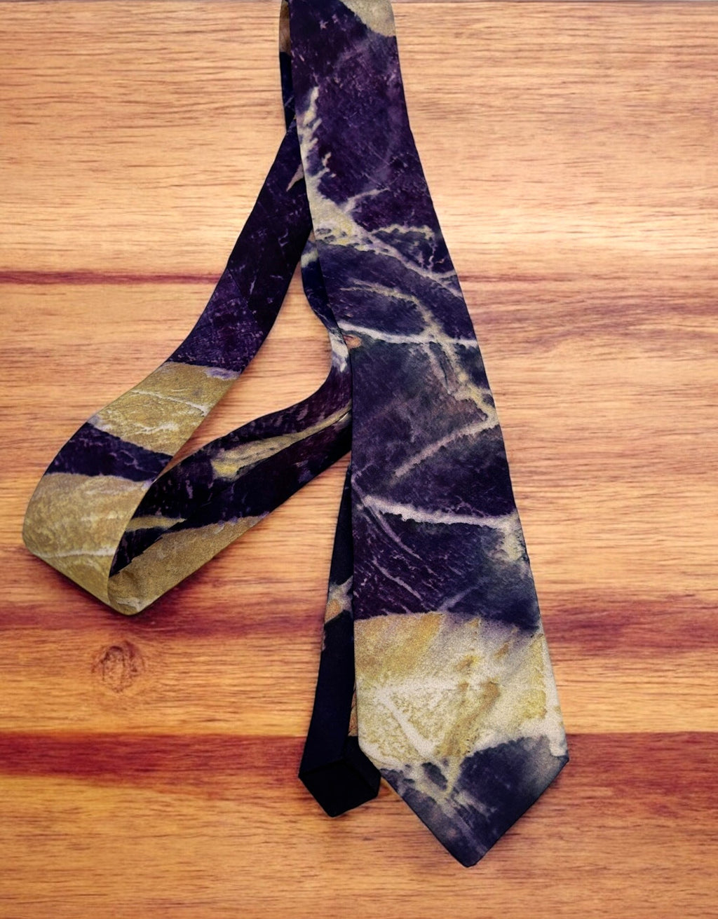 Blues Groove Ecoprinted Pure Silk Tie and Pocket Square