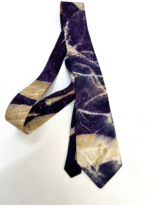 Ecoprinted Pure Silk Blue Tie and Pocket Square