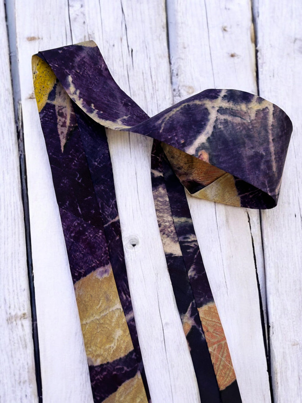Blues Groove Ecoprinted Pure Silk Tie and Pocket Square