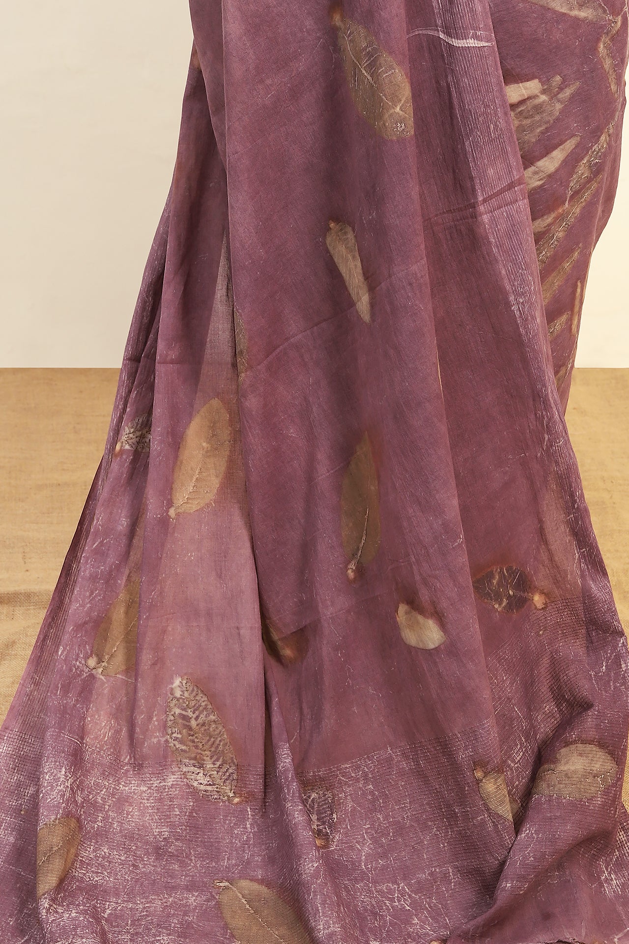 Eucalyptus Ecoprinted Mulmul Cotton Saree