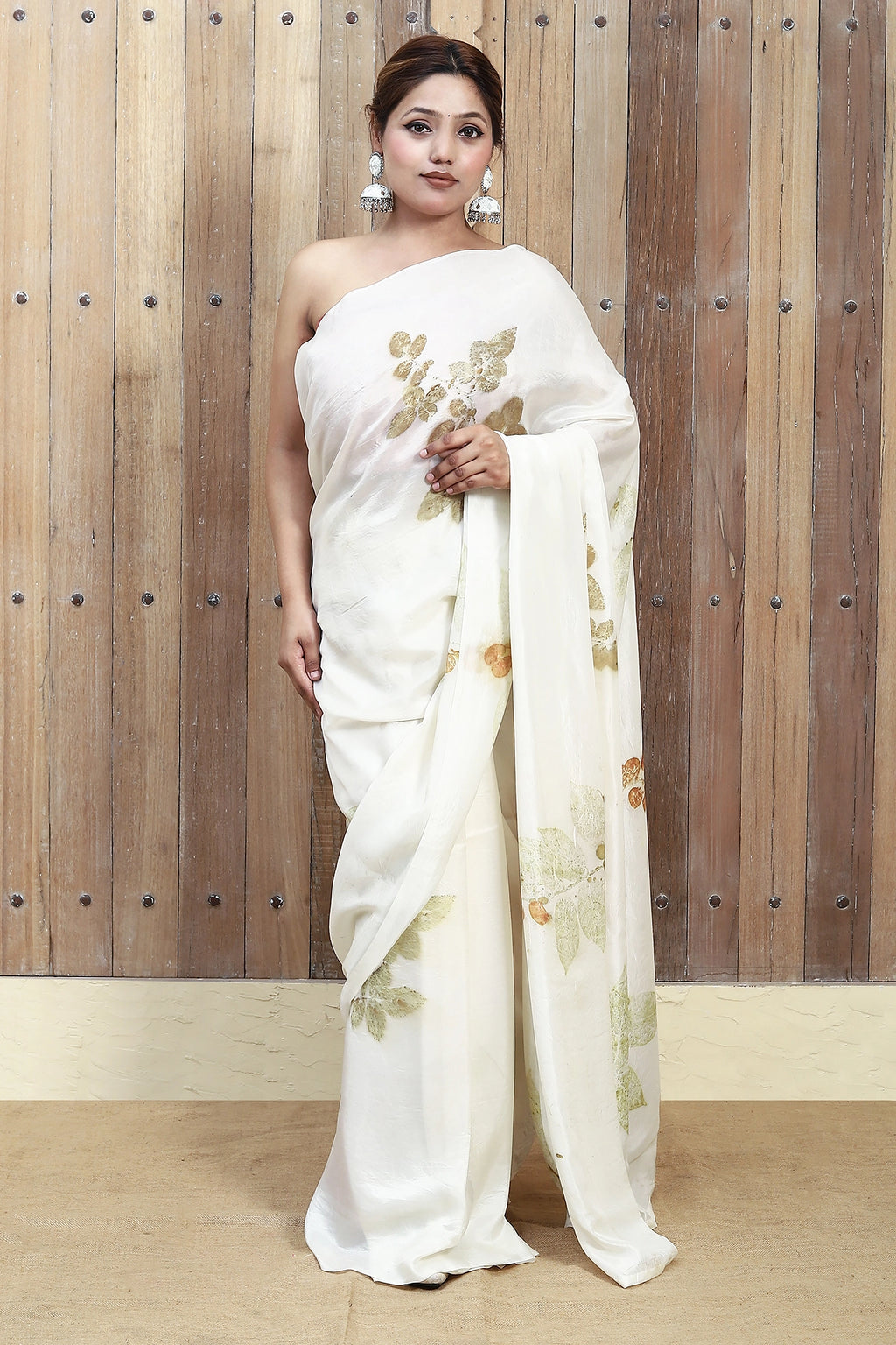 Leaf Mosaic Ecoprinted Pure Silk Saree
