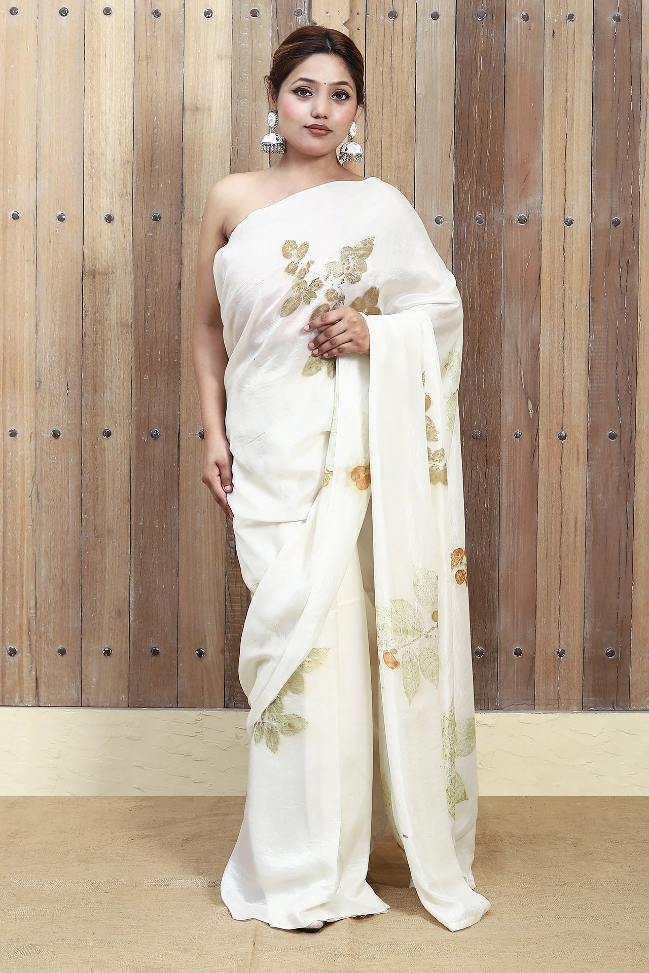 Leaf Mosaic Ecoprinted Pure Silk Saree
