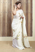 Leaf Mosaic Ecoprinted Pure Silk Saree