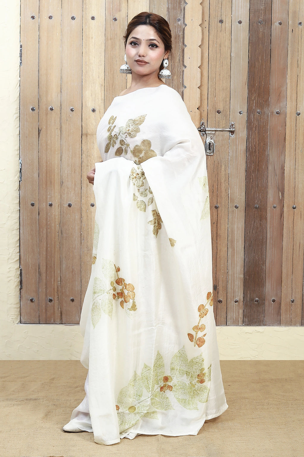 Leaf Mosaic Ecoprinted Pure Silk Saree
