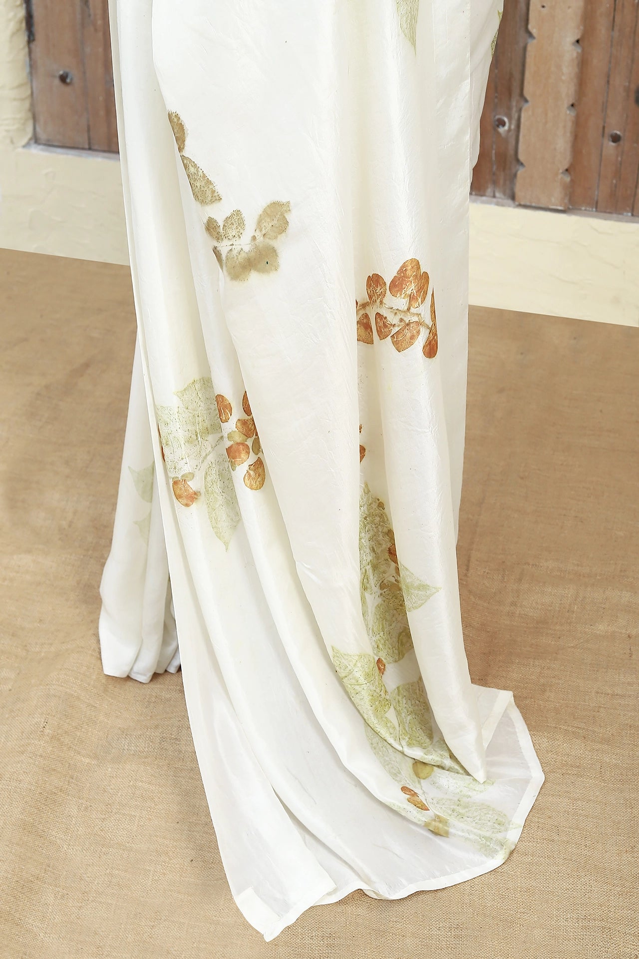 Leaf Mosaic Ecoprinted Pure Silk Saree