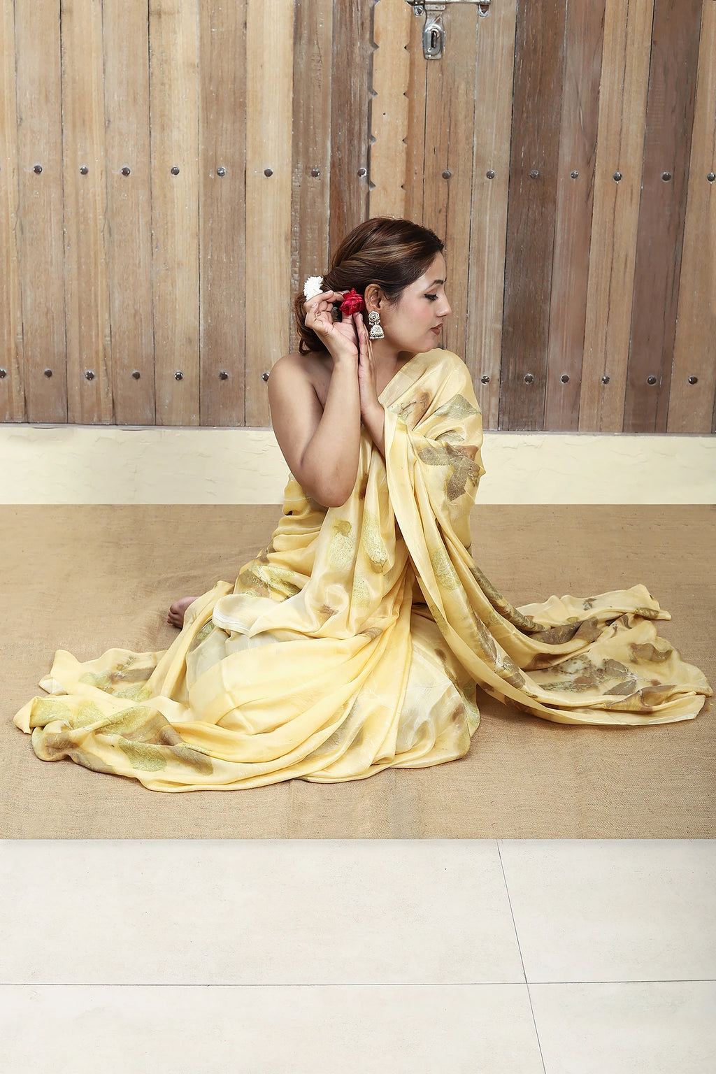 Amber Ecoprinted Pure Silk Saree