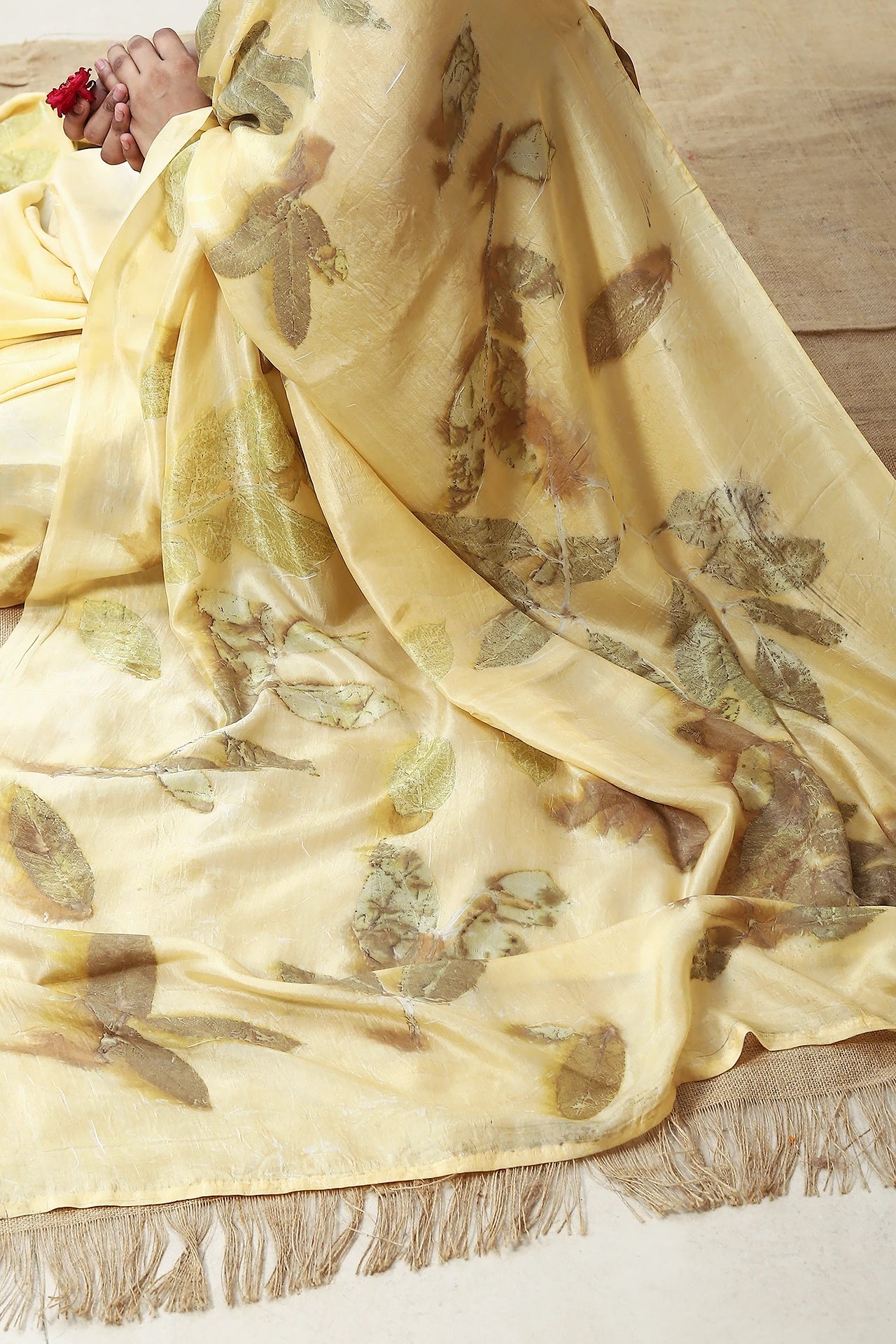 Amber Ecoprinted Pure Silk Saree