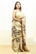 Lavender Ecoprinted Muga Silk Saree girl bold look in kokikar