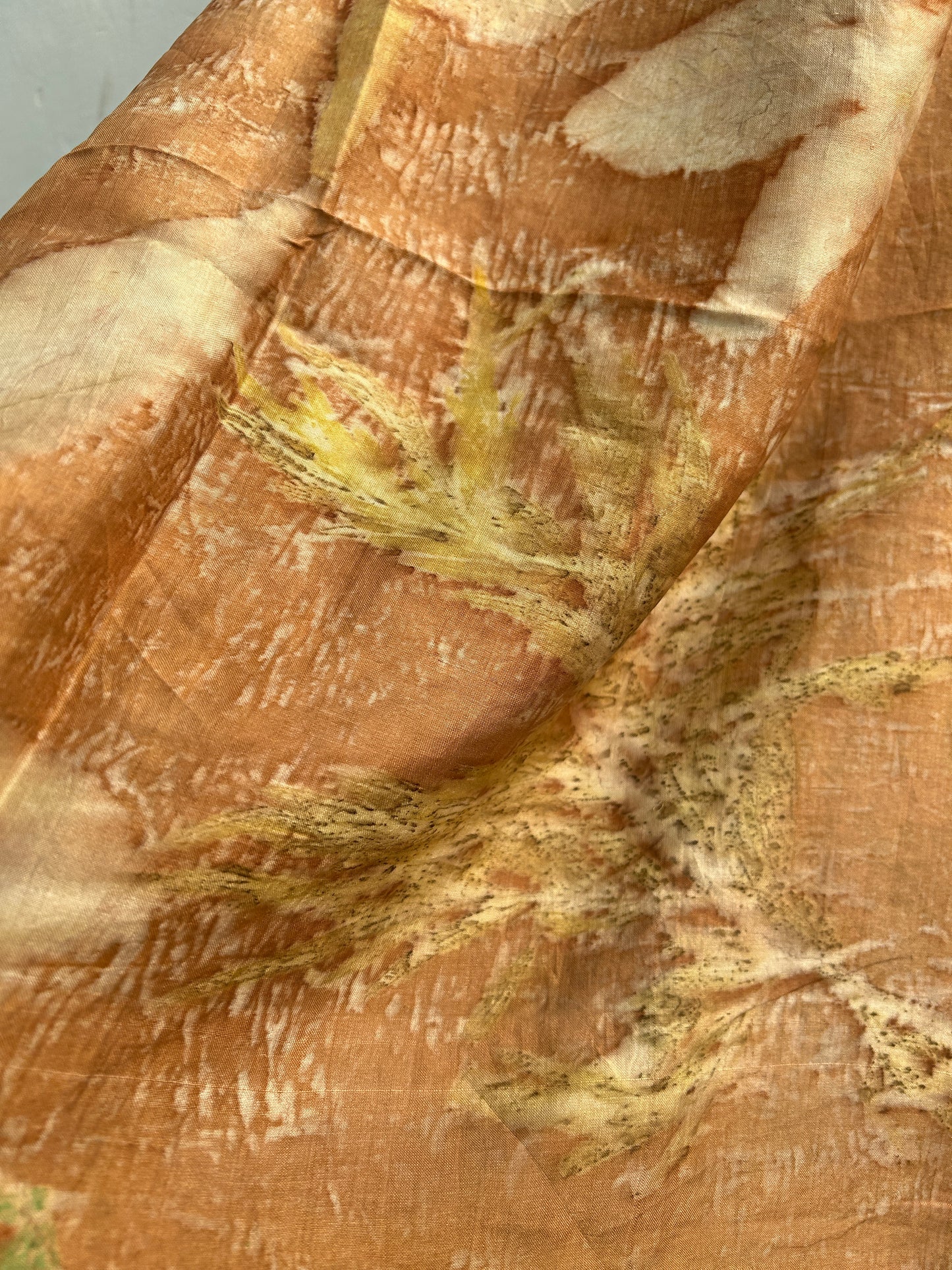 Light Brown Plant Printed Pure Silk Scarf