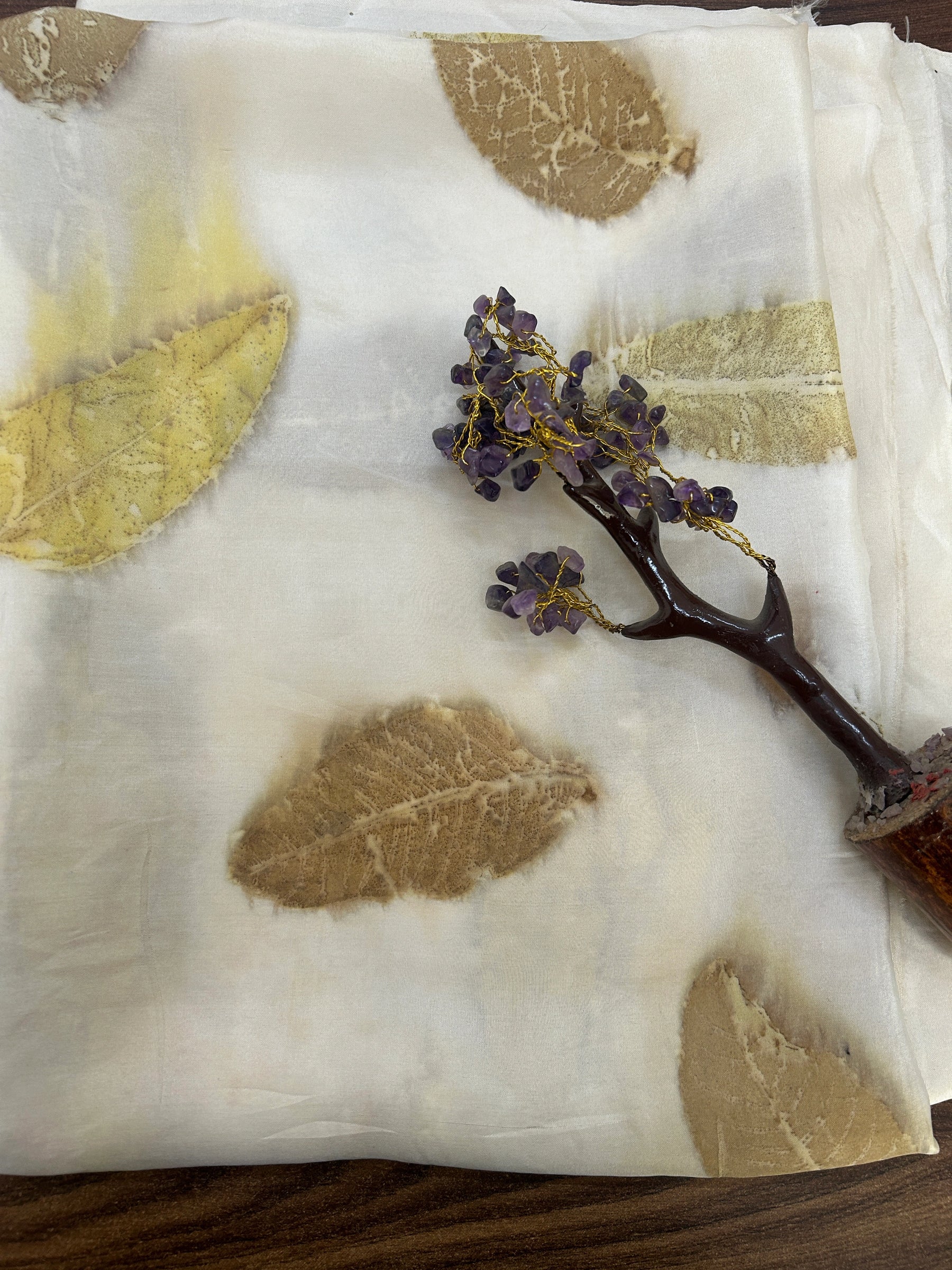 Autumn Leaf Pure Silk Ecoprinted Fabric thumbnail 4