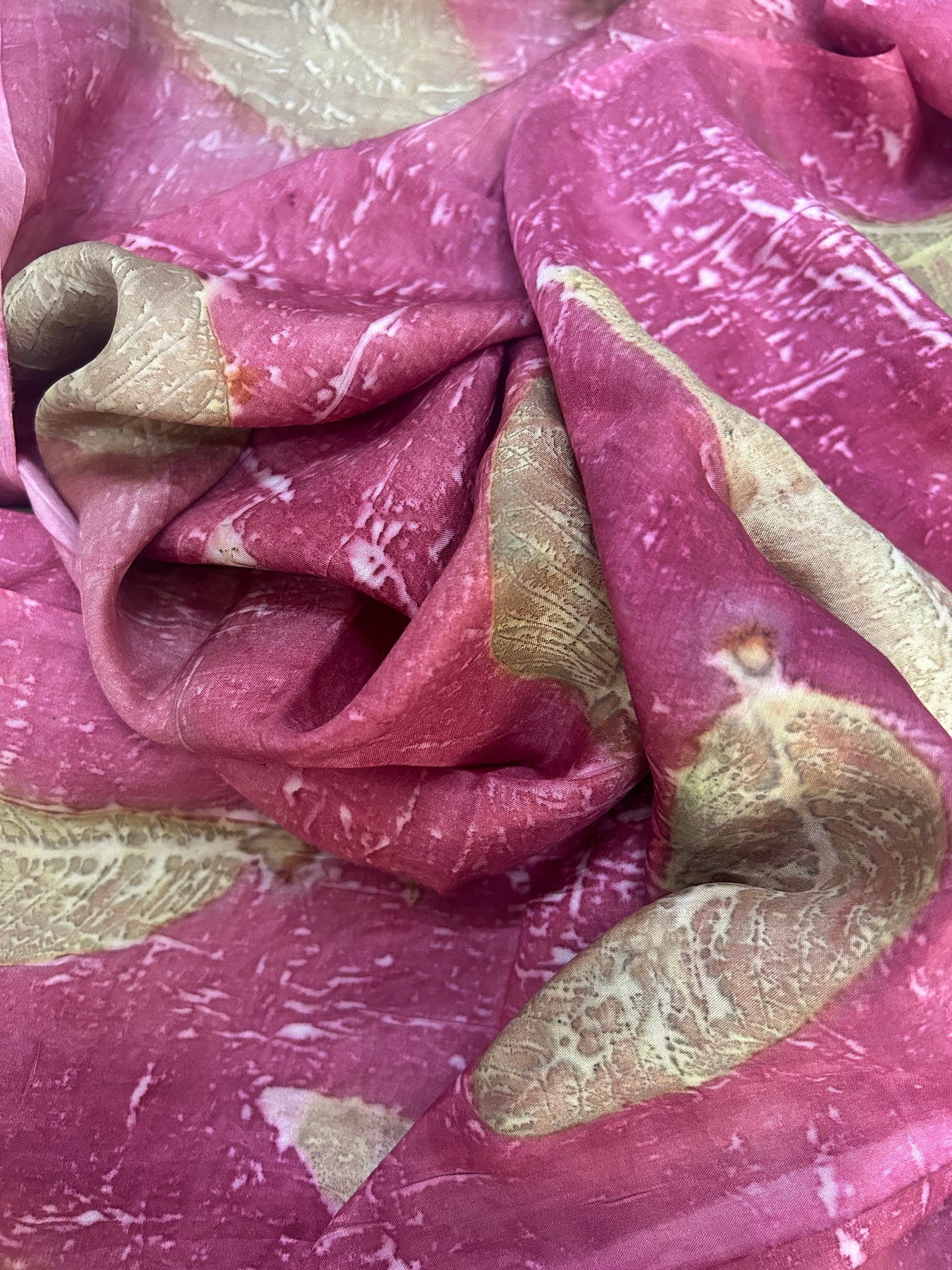 Crimson Grove Pure Silk Fabric