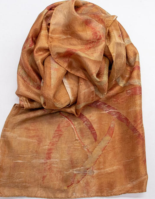 Mocha Mousse Botanical Pure Silk Scarf