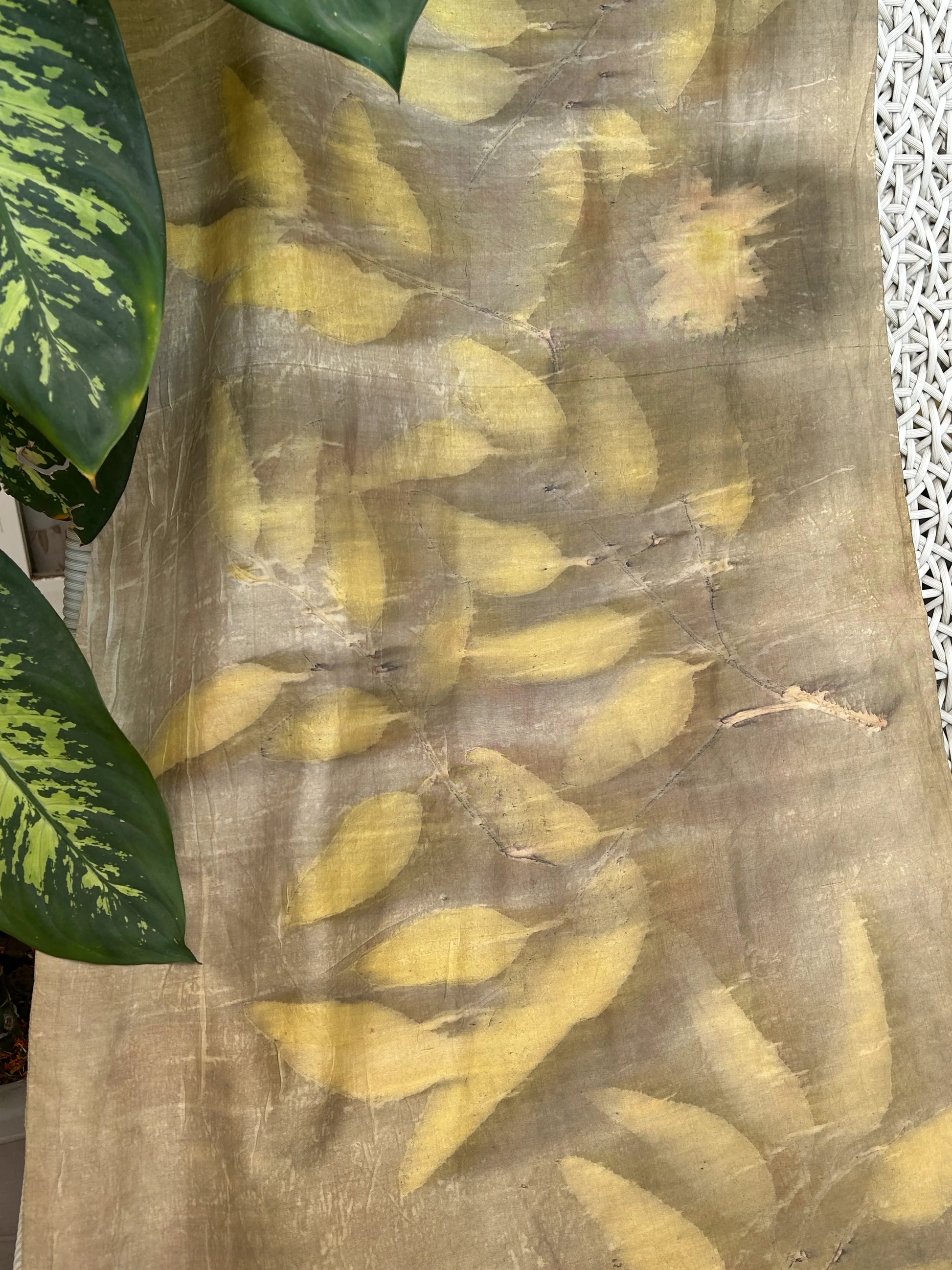 Pomegranate Flower & Sunflower with Local Leaves | Naturally dyed