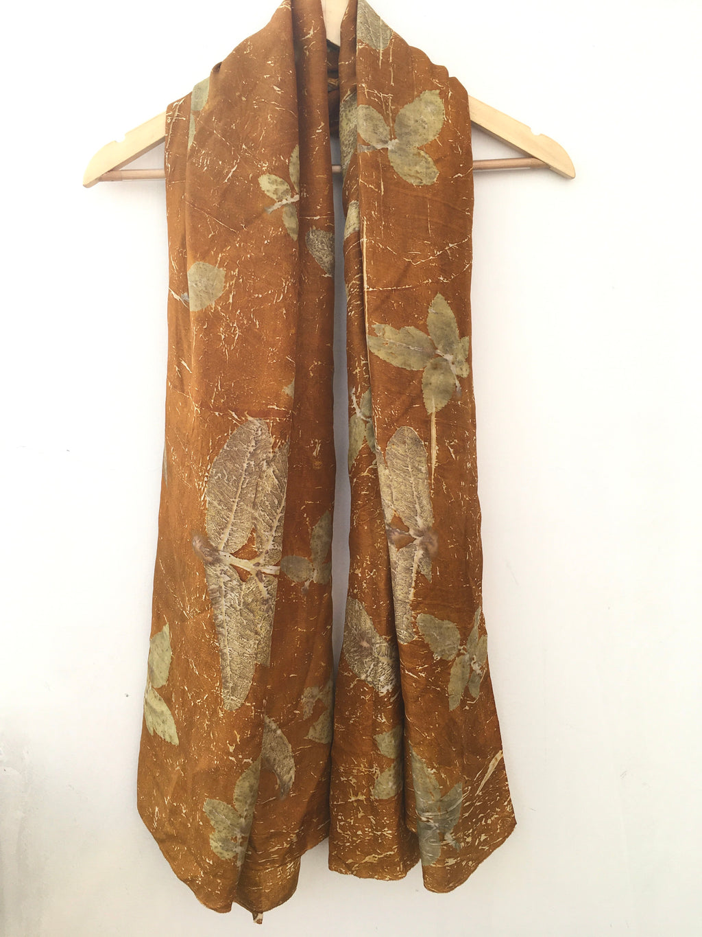 Marigold pure silk scarf with Rose & Guava leaves