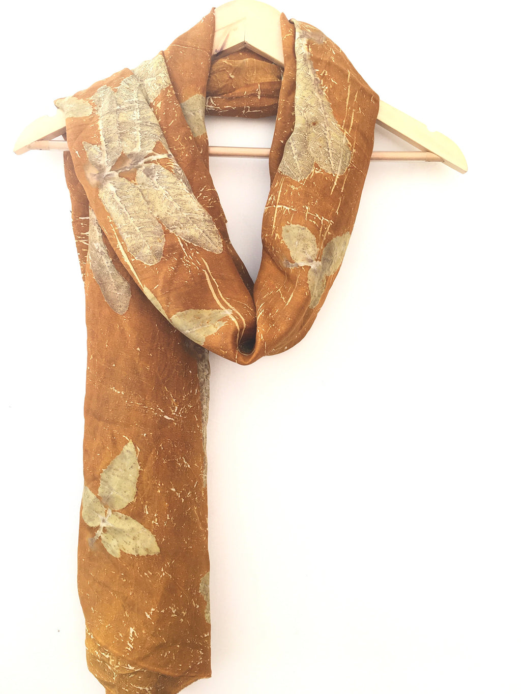 Marigold pure silk scarf with Rose & Guava leaves