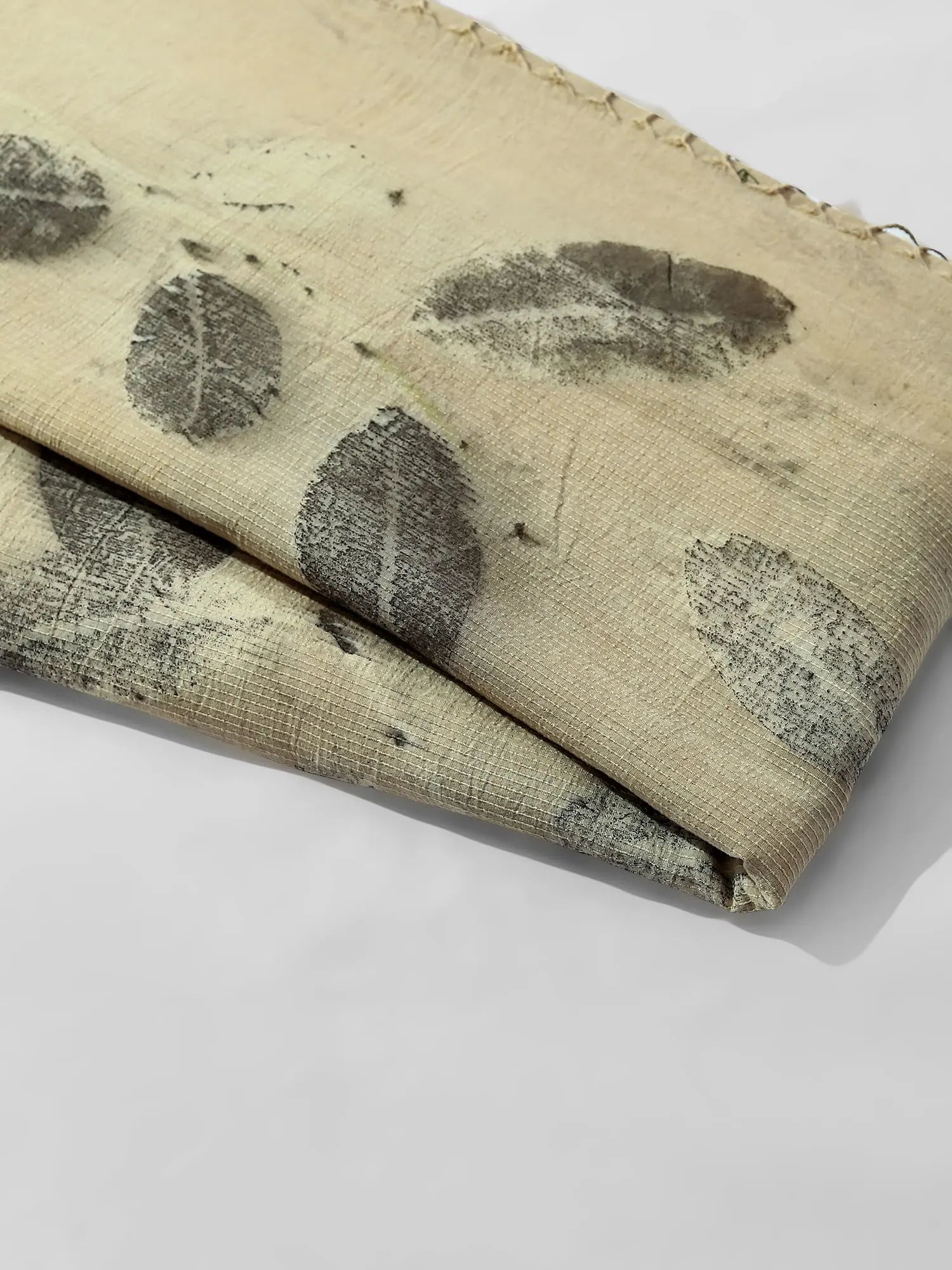 Jamun Whisper Ecoprinted Cotton Saree fold on the floor