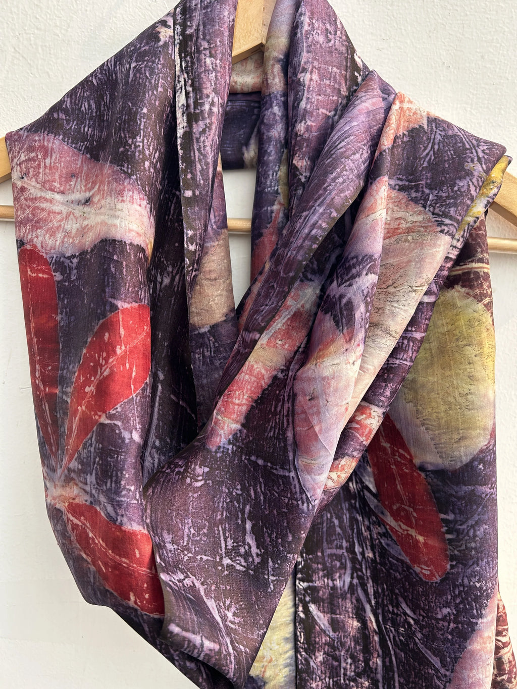 Lavender Ecoprinted Pure Silk Scarf