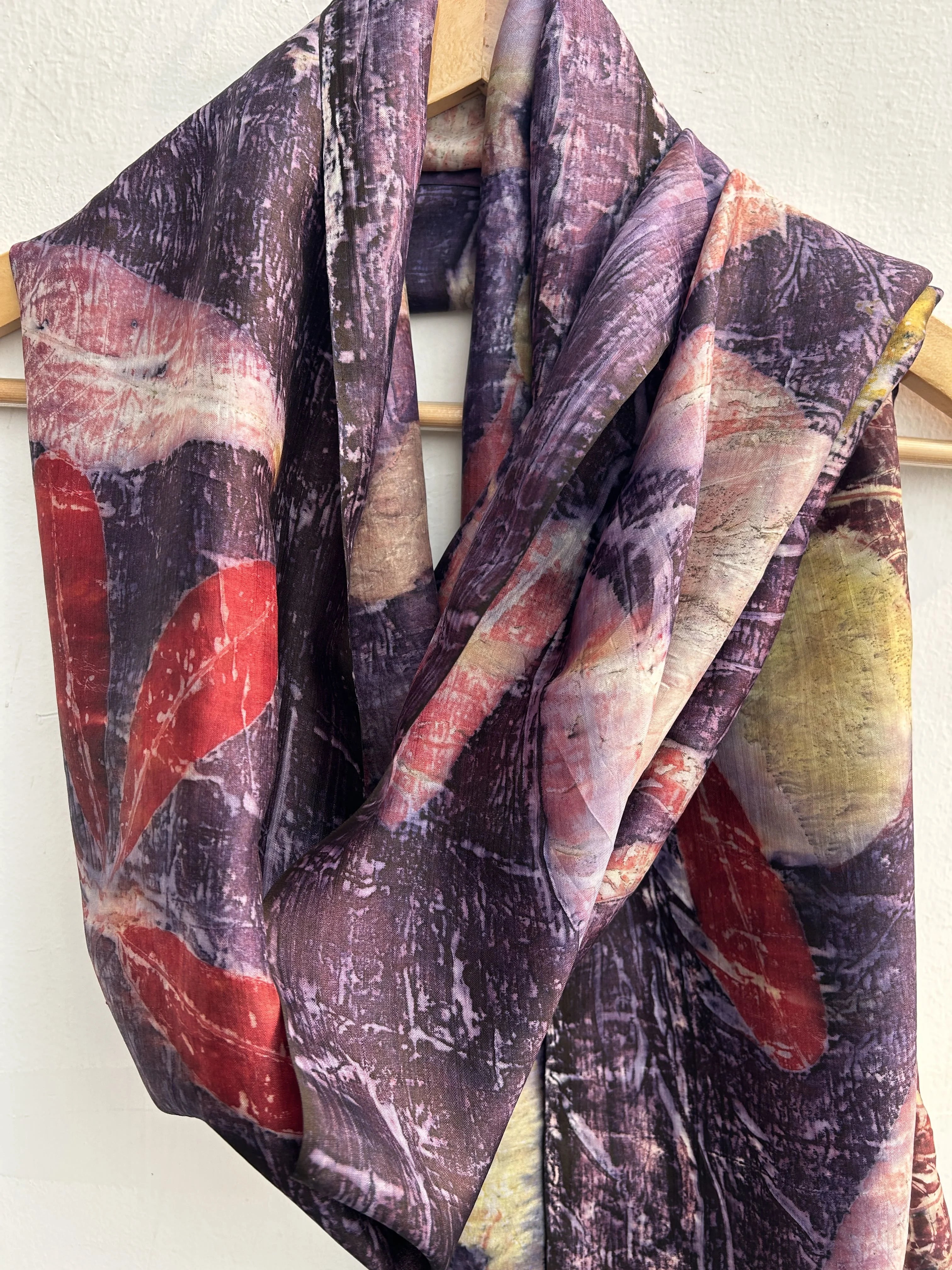 Lavender Ecoprinted Pure Silk Scarf
