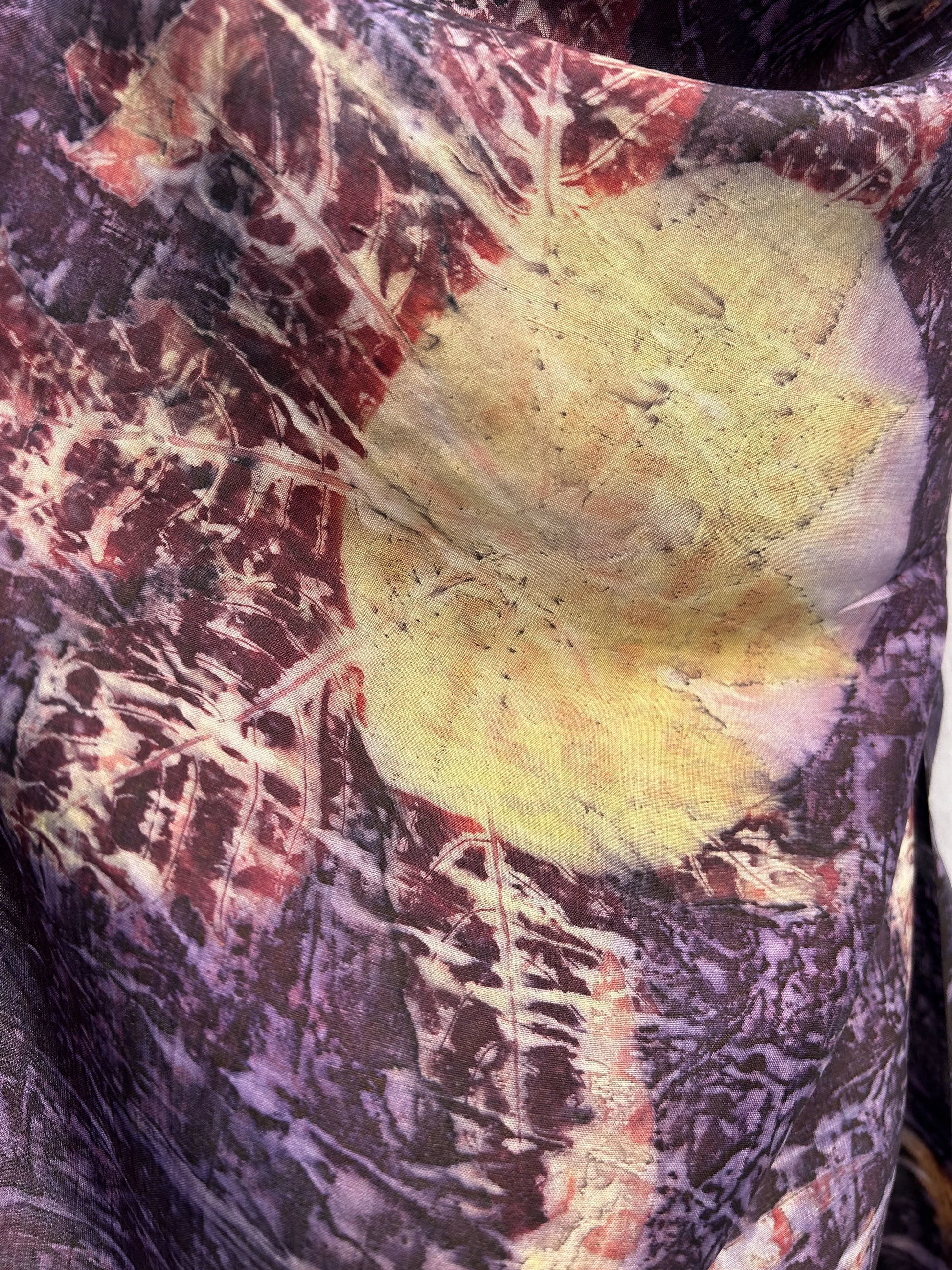 Lavender Ecoprinted Pure Silk Scarf
