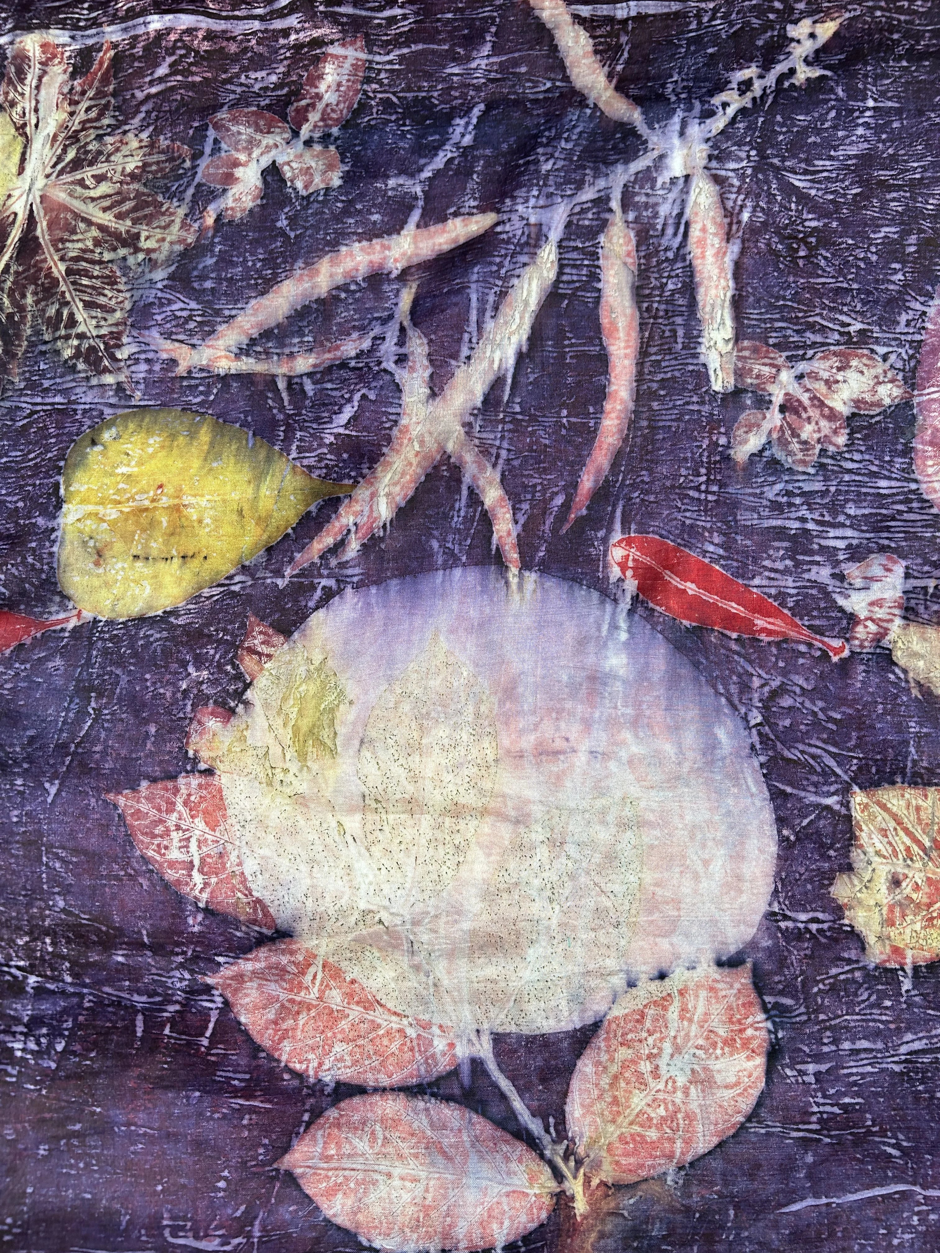 Lavender Ecoprinted Pure Silk Scarf