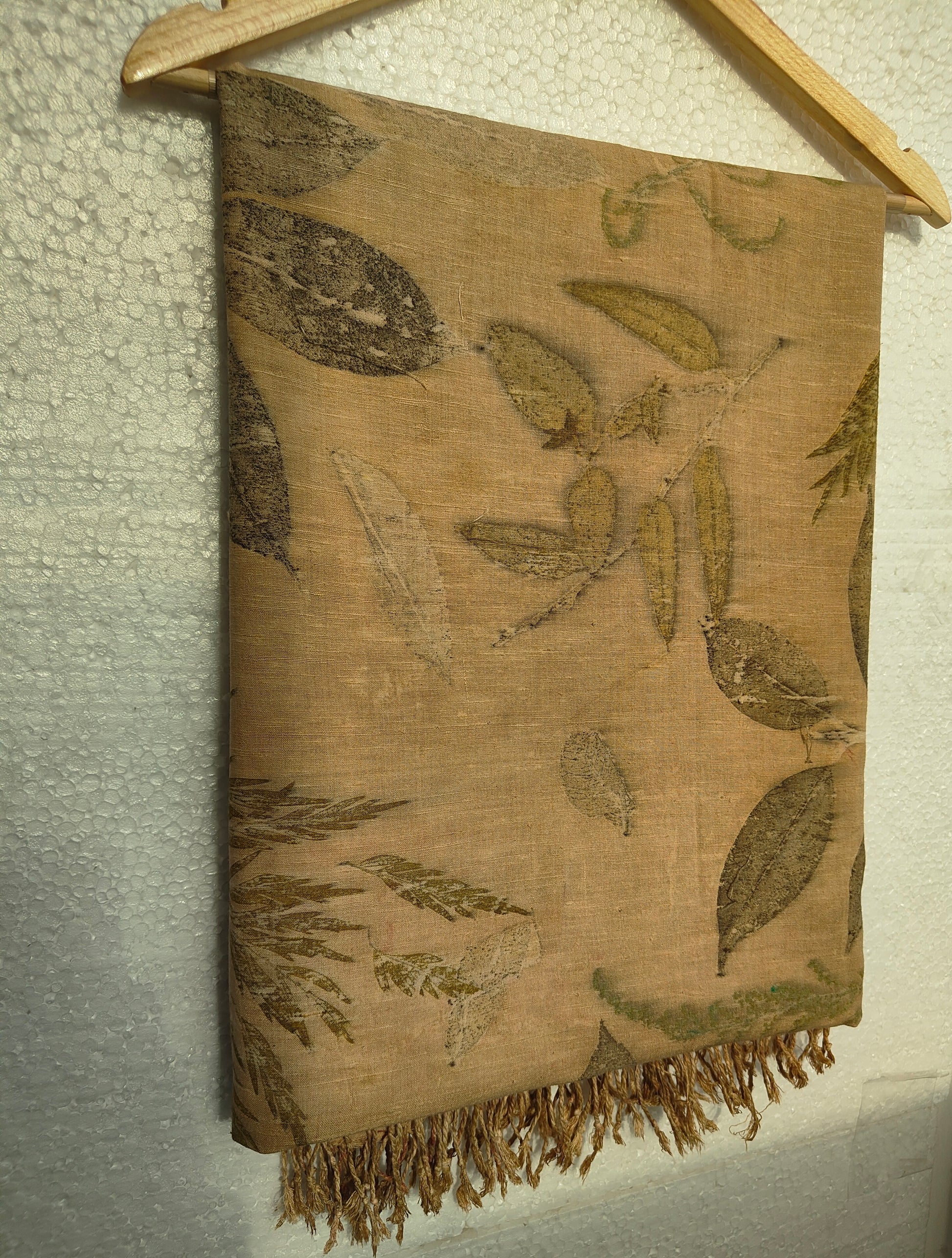 Leaf Mosaic Ahimsa (Eri) Silk Wrap Scarf
