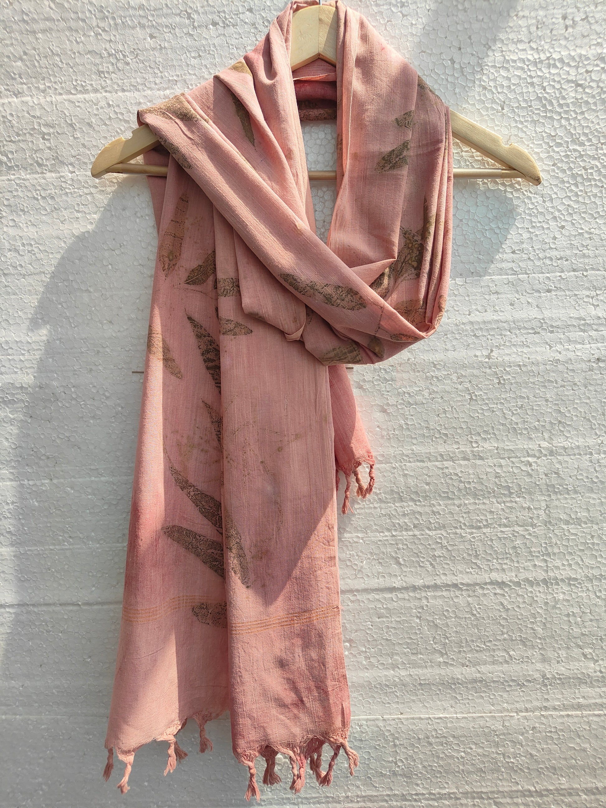 An ecoprinted cotton dupatta