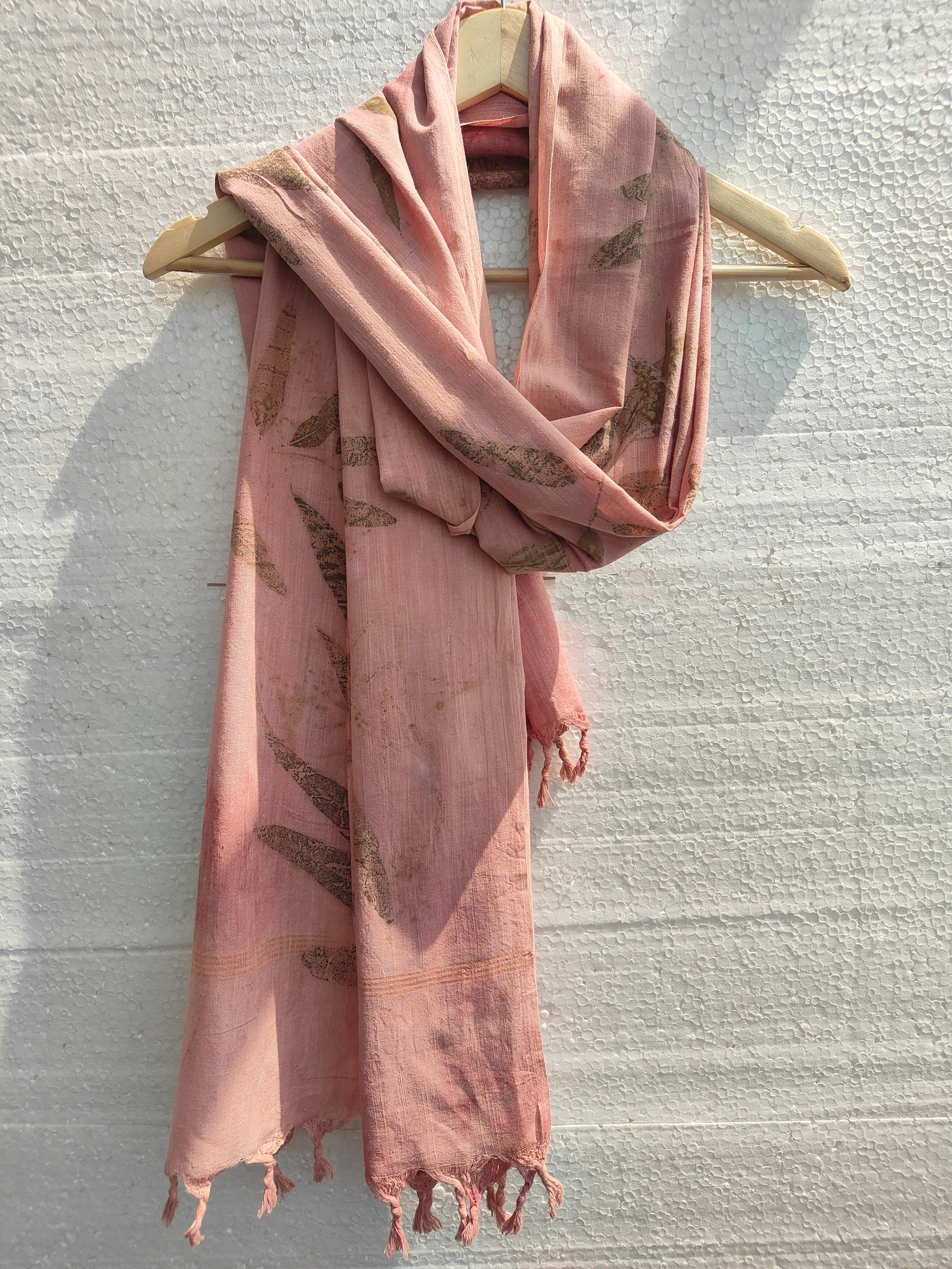 An ecoprinted cotton dupatta