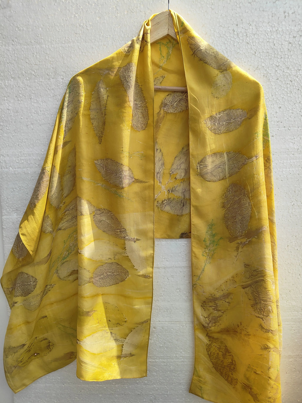 Marigold Radiance Ecoprinted Silk Scarf