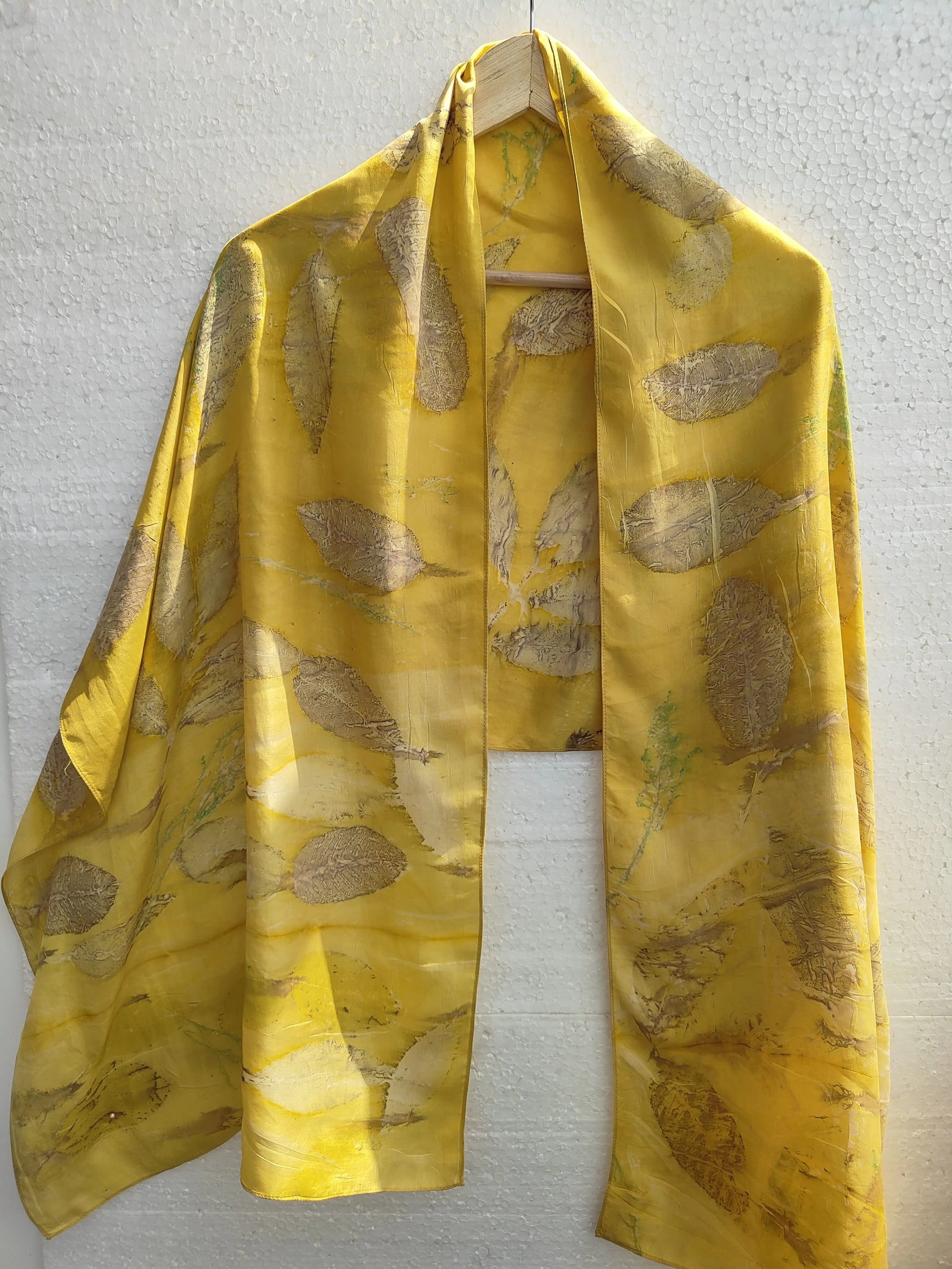 Marigold Radiance Ecoprinted Silk Scarf