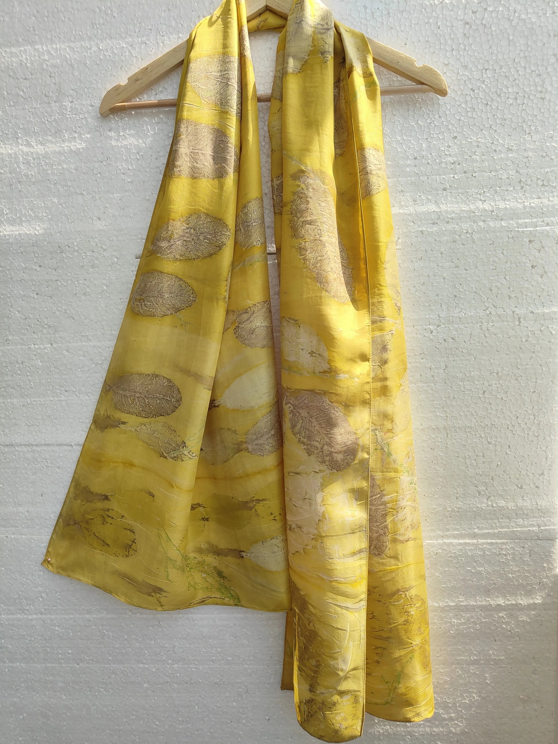 Marigold Radiance Ecoprinted Silk Scarf