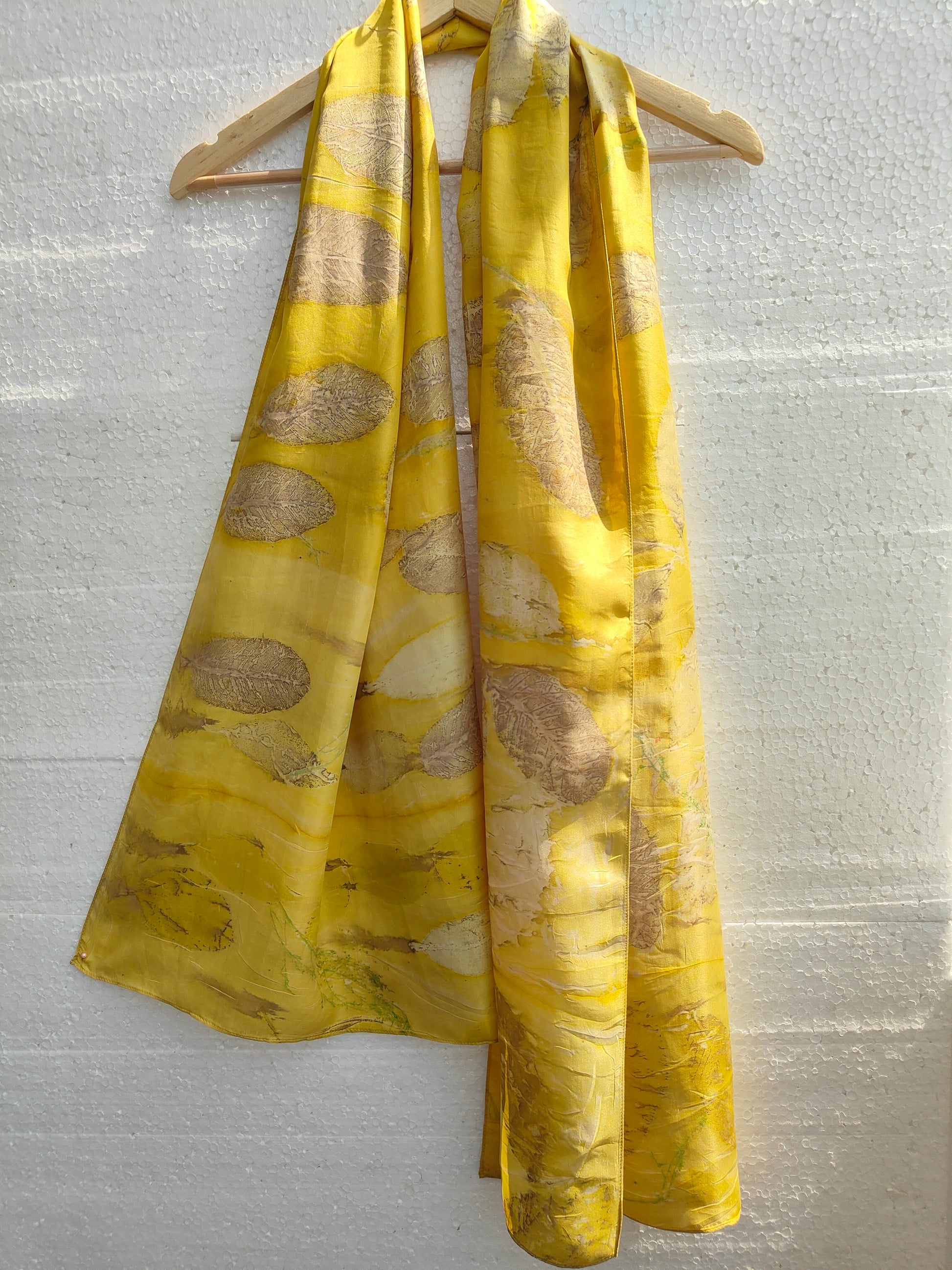 Marigold Radiance Ecoprinted Silk Scarf
