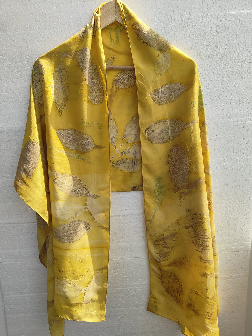 Marigold Radiance Ecoprinted Silk Scarf