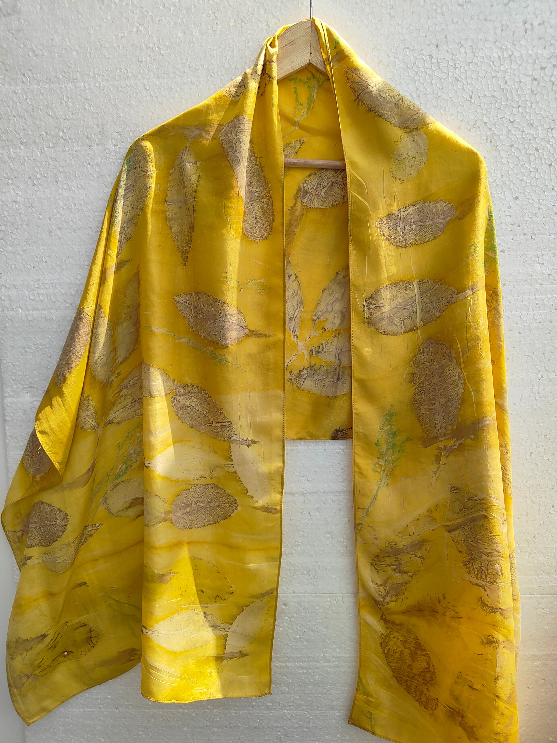 Marigold Radiance Ecoprinted Silk Scarf