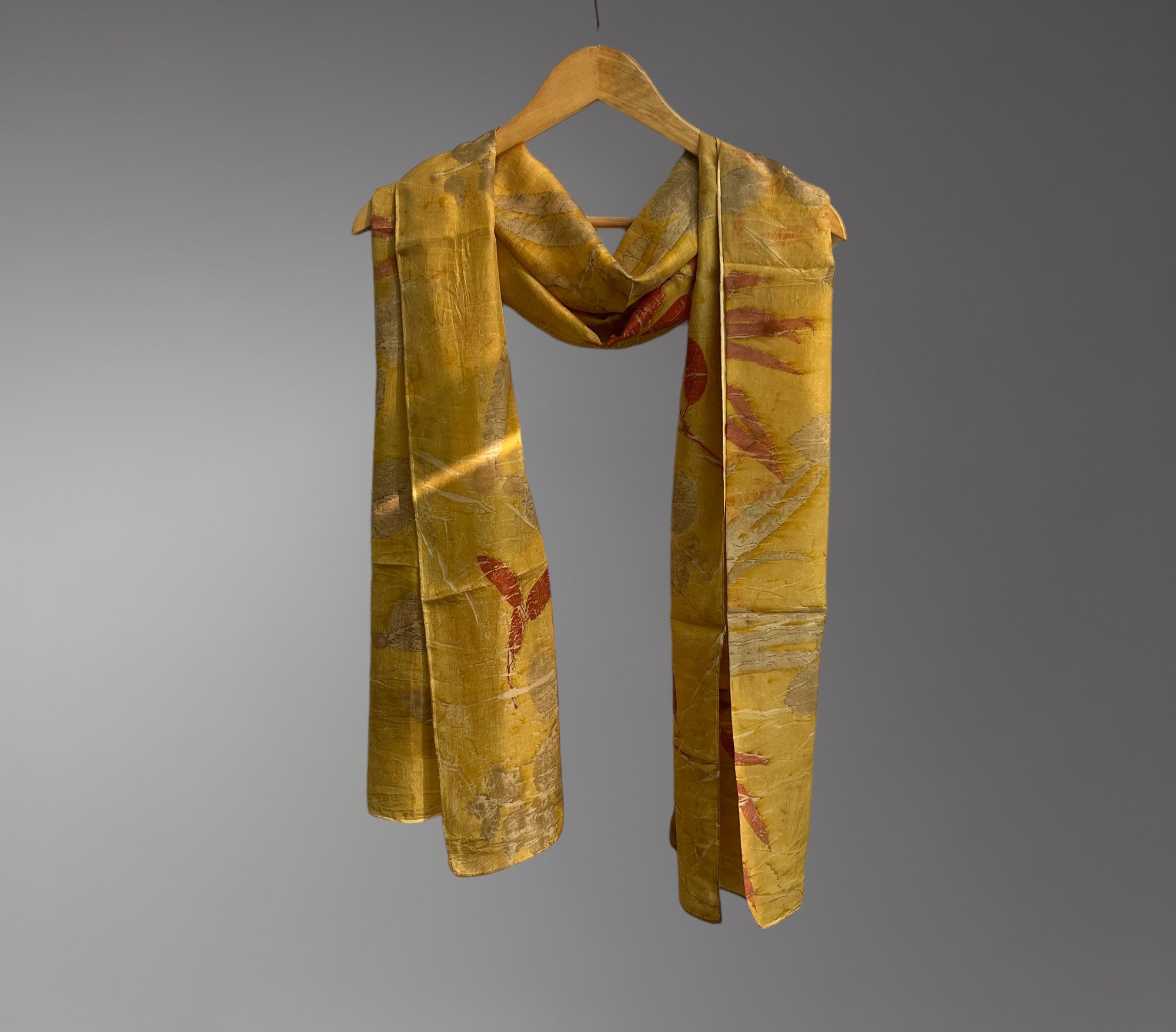 Marigold Pure Silk Scarf with Eucalyptus